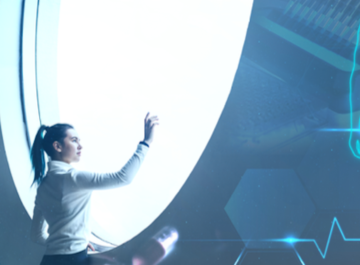 Clinician working with holographic interface